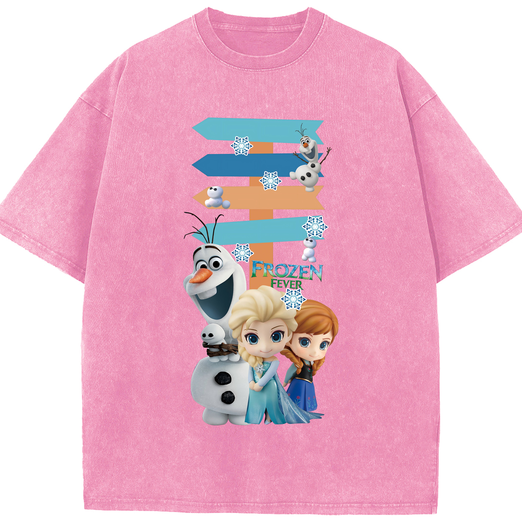 （画像用） アナと雪の女王 アンナ エルサ Frozen Anna Elsa 綿100% ヴィンテージ風 半袖Tシャツ（フロントプリント）